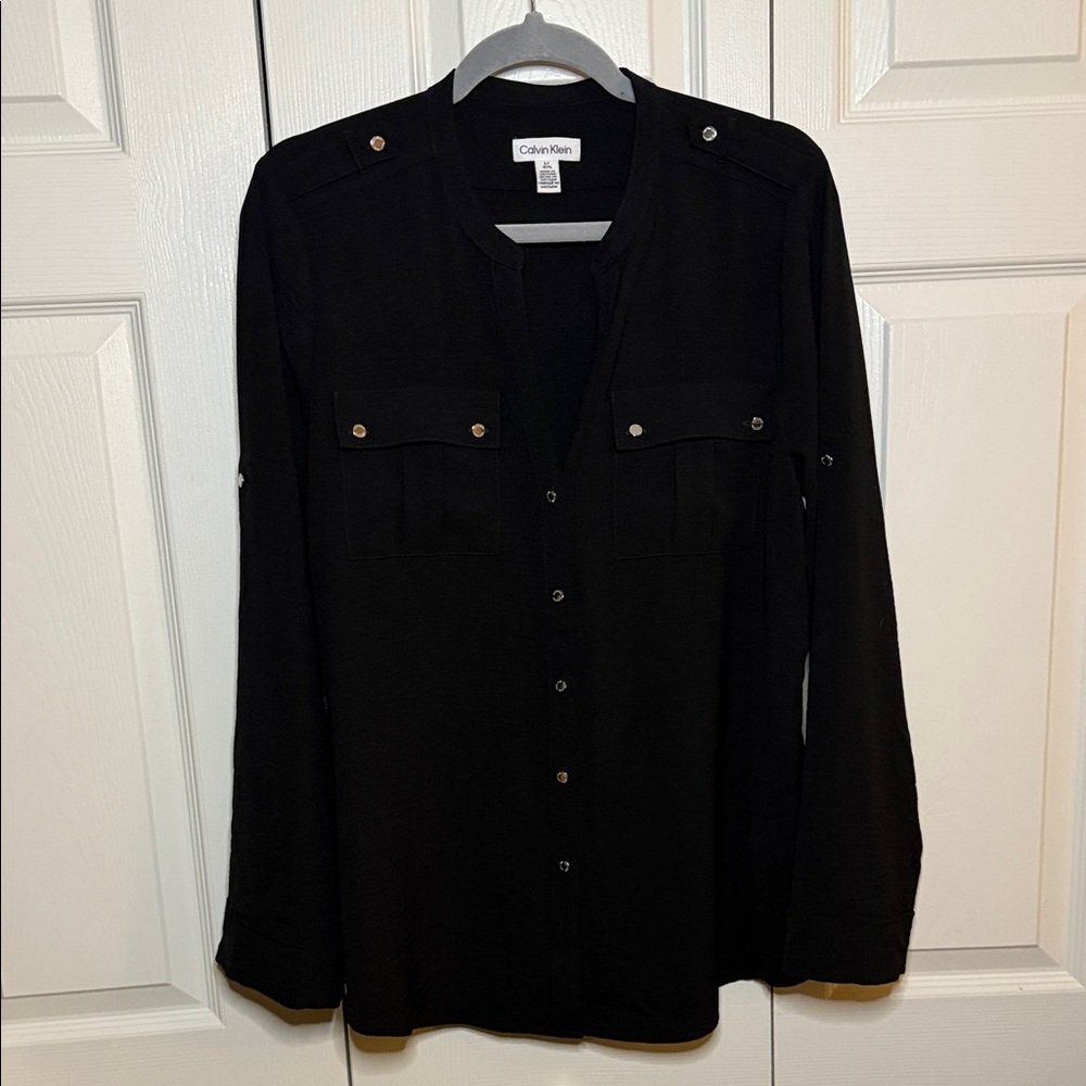 Calvin Klein Women's Black Button Down Shirt